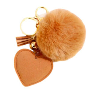 Pom Pom Pendant Bling Heart  Keychain Brand NWOTags
